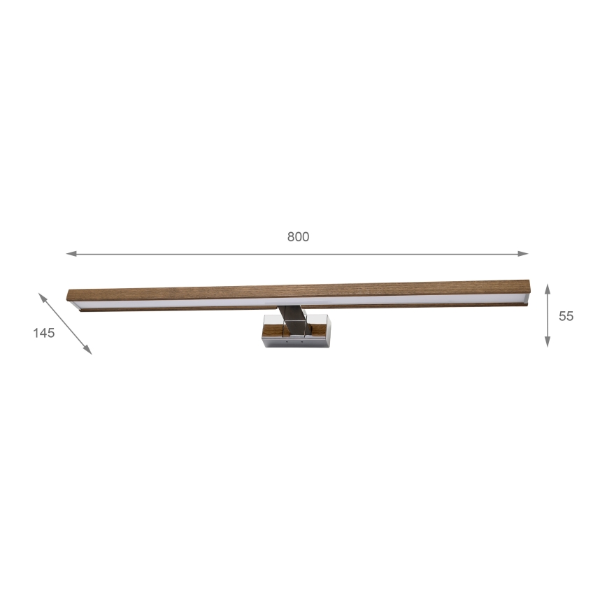 BRILAGI - Kopalniška osvetlitev za ogledalo WOODY MIRROR 3v1 LED/15W/230V 80 cm IP44 sijajni krom/hrast oreh