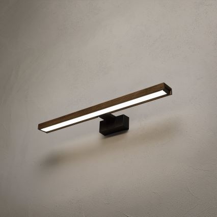 Brilagi - LED kopalniška osvetlitev za ogledalo 3 v 1 WOODY MIRROR LED/12W/230V IP44 črna/hrast-oreh