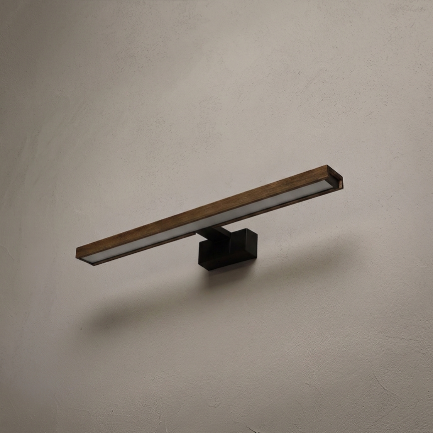 Brilagi - LED kopalniška osvetlitev za ogledalo 3 v 1 WOODY MIRROR LED/12W/230V IP44 črna/hrast-oreh