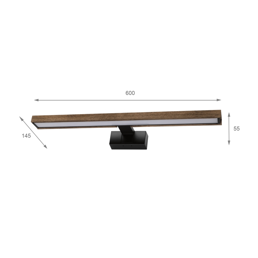 Brilagi - LED kopalniška osvetlitev za ogledalo 3 v 1 WOODY MIRROR LED/12W/230V IP44 črna/hrast-oreh