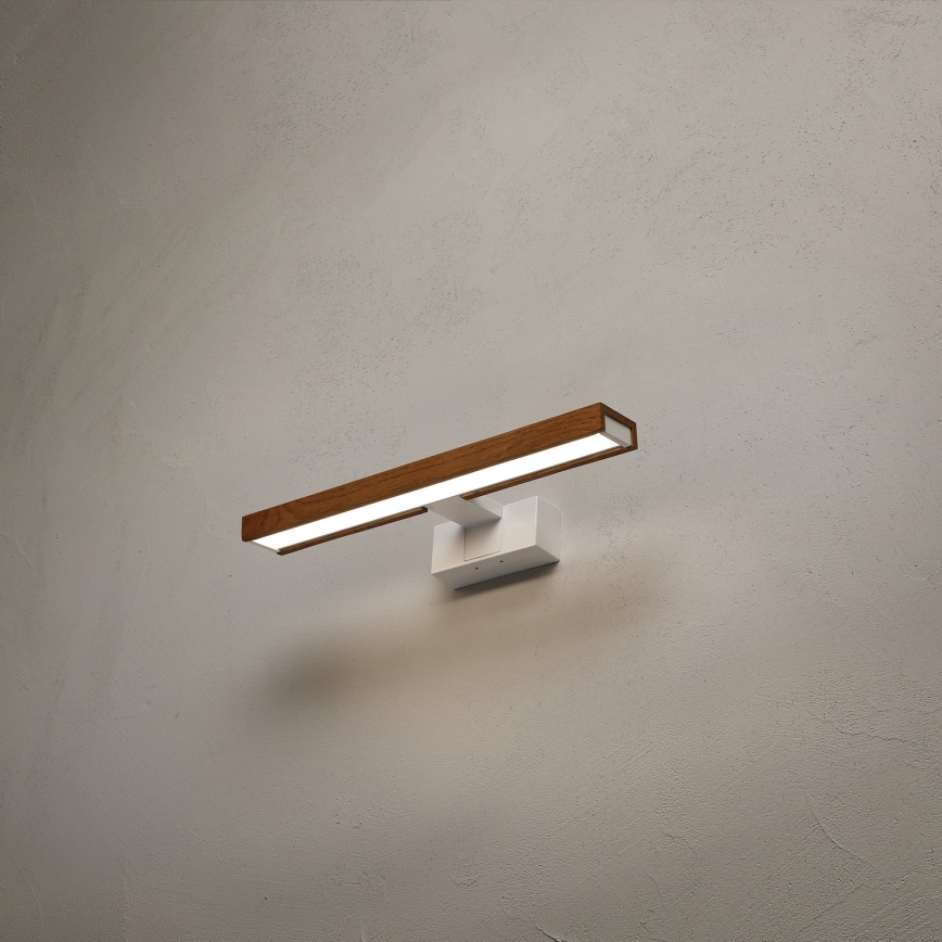 Brilagi - LED kopalniška osvetlitev za ogledalo 3 v 1 WOODY MIRROR LED/8W/230V 40 cm IP44 bela/hrast-češnja