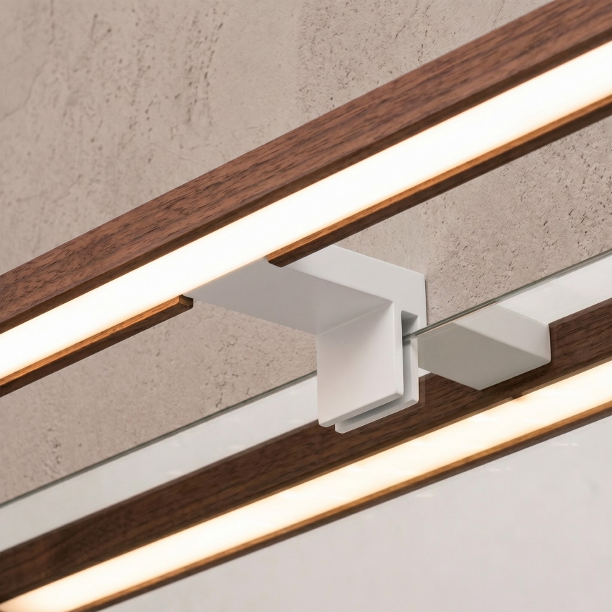 Brilagi - LED kopalniška osvetlitev za ogledalo 3 v 1 WOODY MIRROR LED/8W/230V 40 cm IP44 bela/hrast-češnja