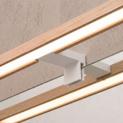 Brilagi - LED kopalniška osvetlitev za ogledalo 3 v 1 WOODY MIRROR LED/8W/230V 40 cm IP44 bela/hrast