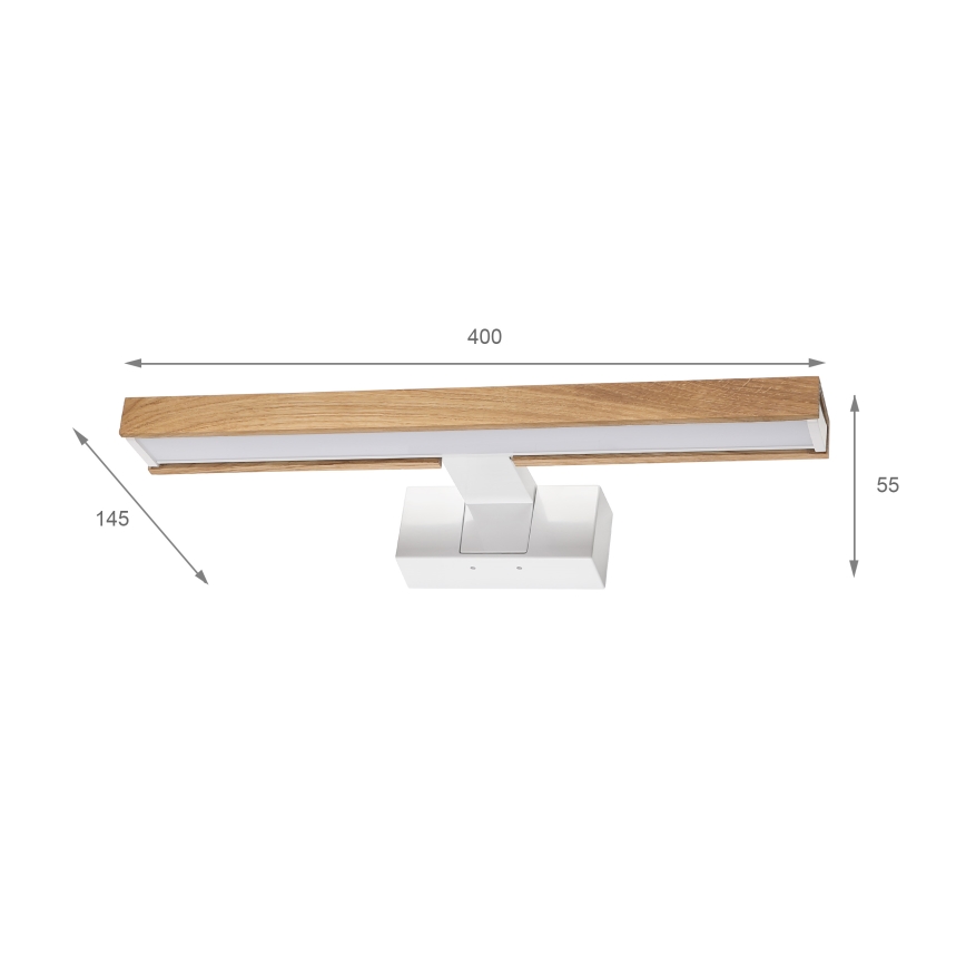 Brilagi - LED kopalniška osvetlitev za ogledalo 3 v 1 WOODY MIRROR LED/8W/230V 40 cm IP44 bela/hrast
