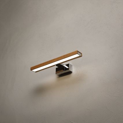 Brilagi - LED kopalniška razsvetljava za ogledalo 3 v 1 WOODY MIRROR LED/8W/230V 40 cm IP44 sijajni krom/hrast