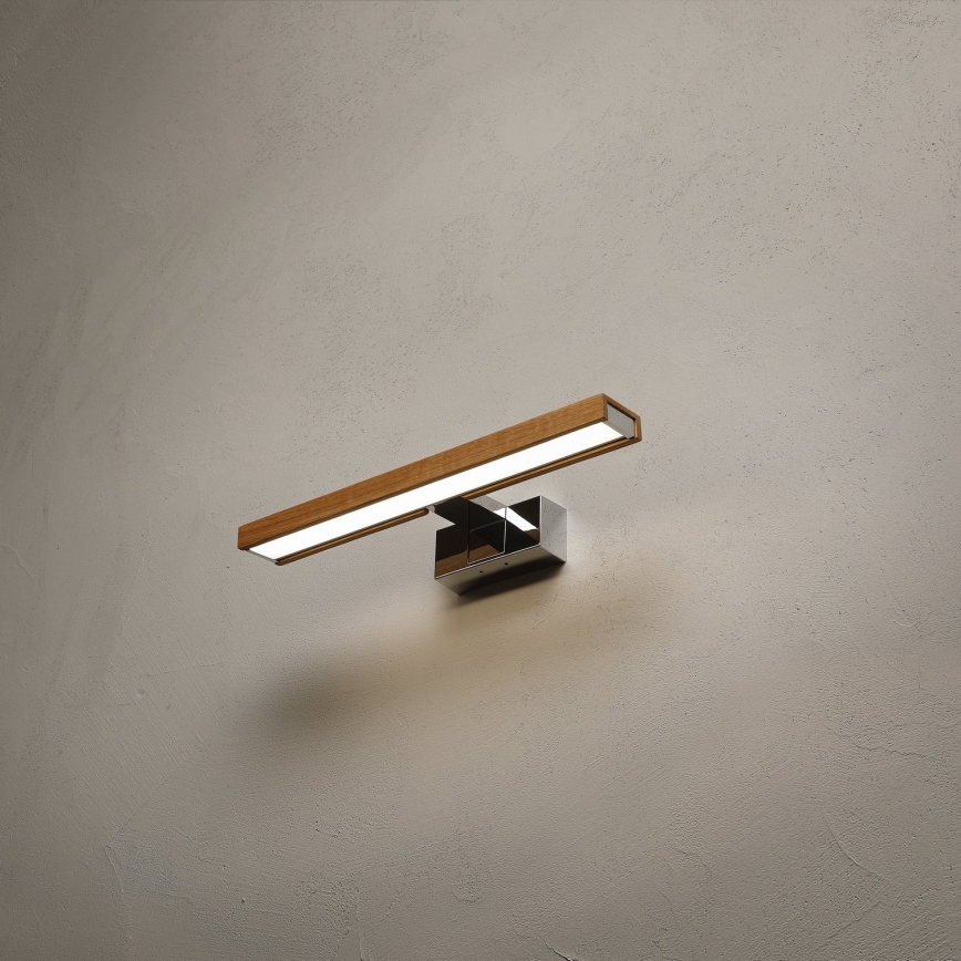 Brilagi - LED kopalniška razsvetljava za ogledalo 3 v 1 WOODY MIRROR LED/8W/230V 40 cm IP44 sijajni krom/hrast