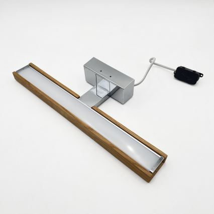 Brilagi - LED kopalniška razsvetljava za ogledalo 3 v 1 WOODY MIRROR LED/8W/230V 40 cm IP44 sijajni krom/hrast