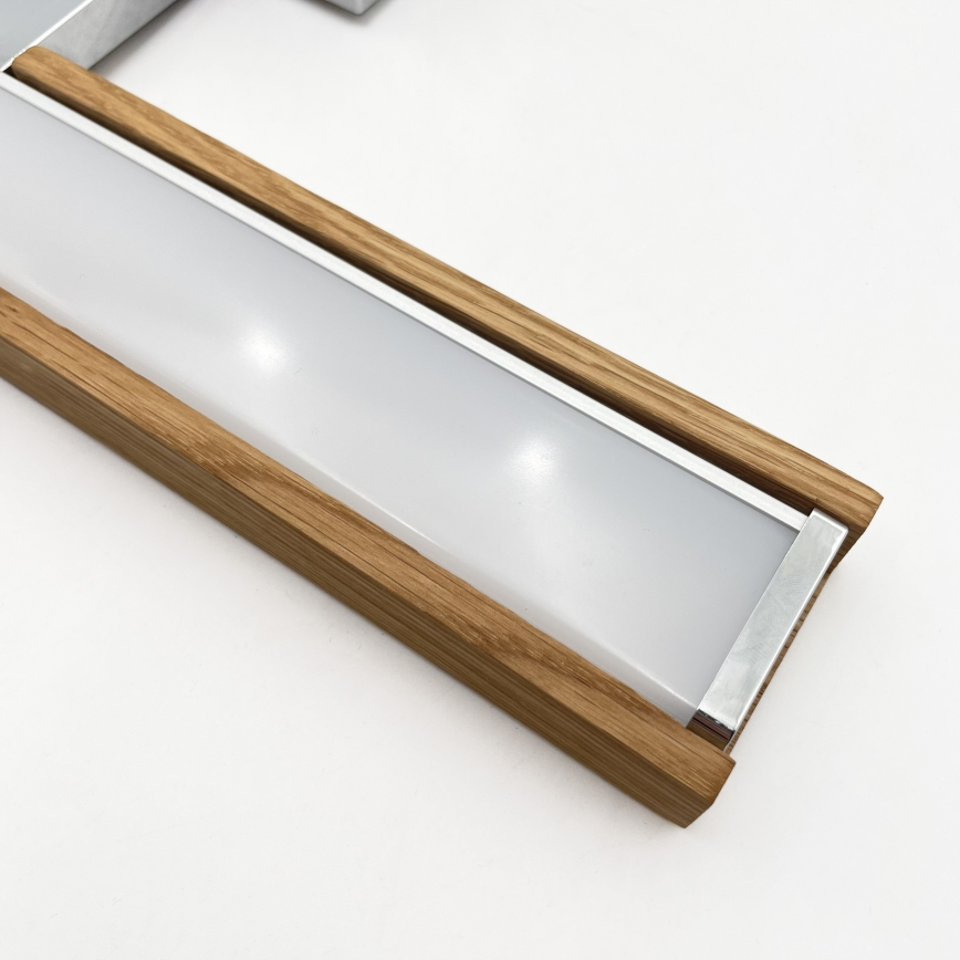 Brilagi - LED kopalniška razsvetljava za ogledalo 3 v 1 WOODY MIRROR LED/8W/230V 40 cm IP44 sijajni krom/hrast