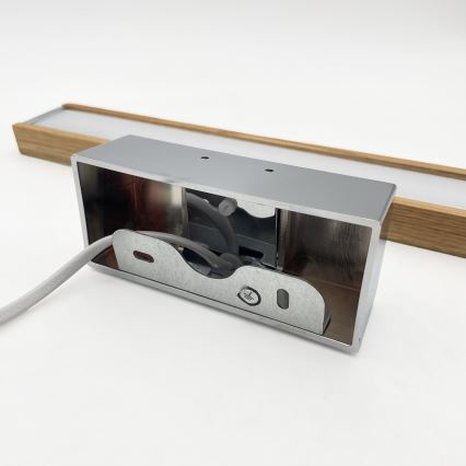 Brilagi - LED kopalniška razsvetljava za ogledalo 3 v 1 WOODY MIRROR LED/8W/230V 40 cm IP44 sijajni krom/hrast