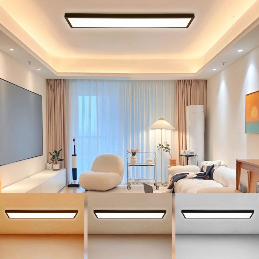 Brilagi - LED Kopalniška stropna svetilka FRAME LED/50W/230V 30x120 cm 3000/4000/6000K IP44 črna