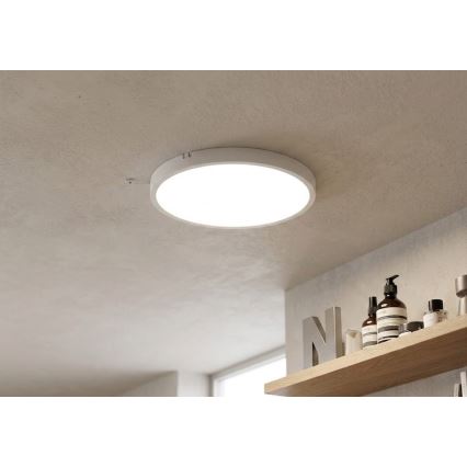 Brilagi - LED kopalniška stropna svetilka s senzorjem ZENNA LED/18W/230V, premer 29,5 cm, IP44, bela + daljinski upravljalnik