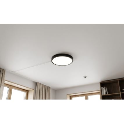 BRILAGI - LED kopalniško stropno svetilo ZENNA s senzorjem LED/18W/230V, premer 29,5 cm, IP44, črna + daljinski upravljalnik