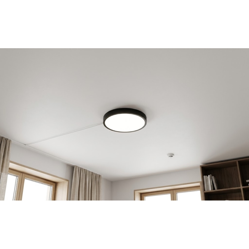BRILAGI - LED kopalniško stropno svetilo ZENNA s senzorjem LED/18W/230V, premer 29,5 cm, IP44, črna + daljinski upravljalnik