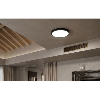 BRILAGI - LED kopalniško stropno svetilo ZENNA s senzorjem LED/18W/230V, premer 29,5 cm, IP44, črna + daljinski upravljalnik