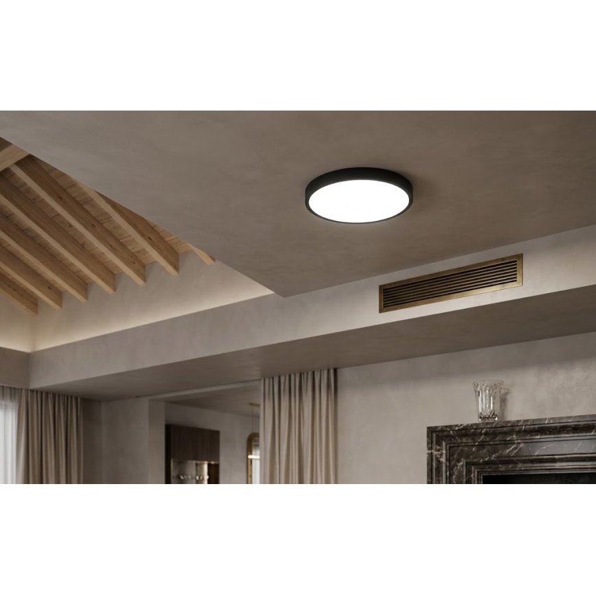 BRILAGI - LED kopalniško stropno svetilo ZENNA s senzorjem LED/18W/230V, premer 29,5 cm, IP44, črna + daljinski upravljalnik