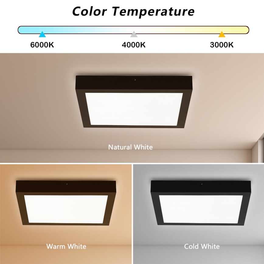 Brilagi - LED Kopalniška stropna svetilka FRAME LED/24W/230V 30x30 cm 3000/4000/6000K IP44 črna