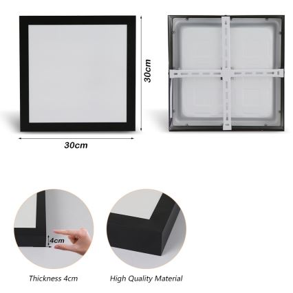 Brilagi - LED Kopalniška stropna svetilka FRAME LED/24W/230V 30x30 cm 3000/4000/6000K IP44 črna
