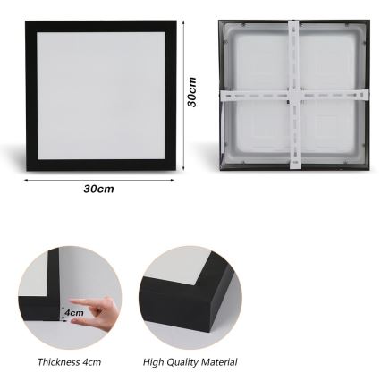 Brilagi - LED Kopalniška stropna svetilka FRAME LED/24W/230V 3000/4000/6000K IP44 črna