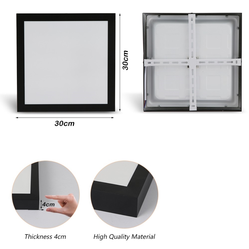 Brilagi - LED Kopalniška stropna svetilka FRAME LED/24W/230V 30x30 cm 3000/4000/6000K IP44 črna