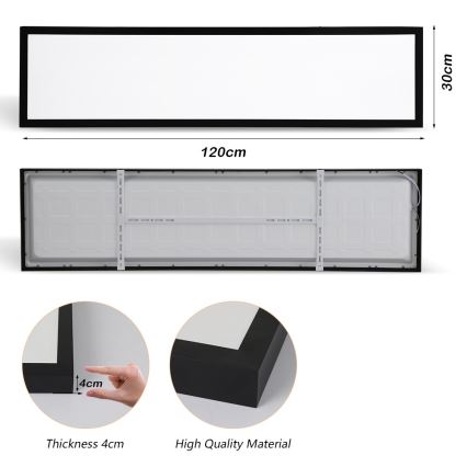 Brilagi - LED Kopalniška stropna svetilka FRAME LED/50W/230V 30x120 cm 3000/4000/6000K IP44 črna