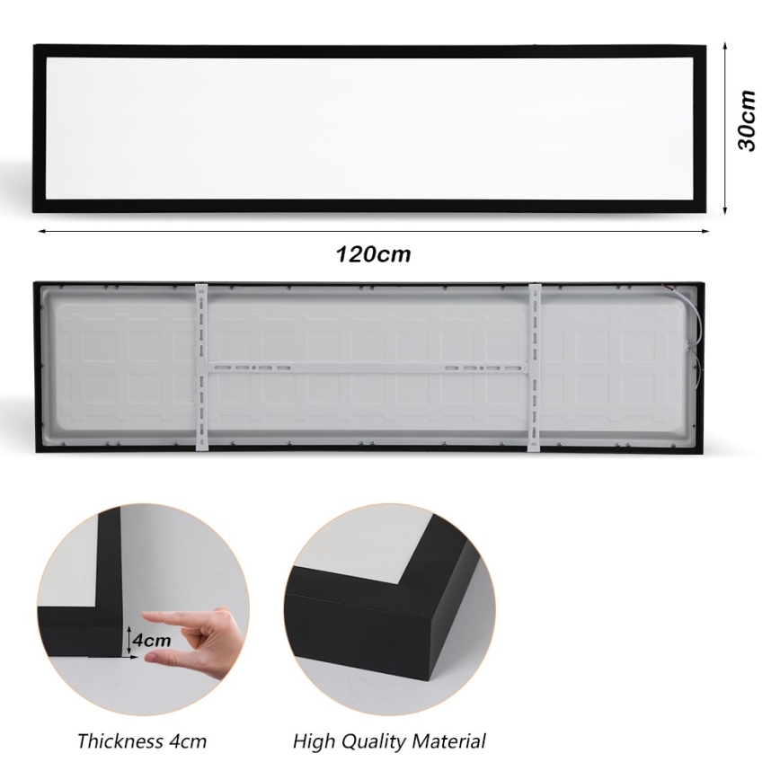Brilagi - LED Kopalniška stropna svetilka FRAME LED/50W/230V 30x120 cm 3000/4000/6000K IP44 črna
