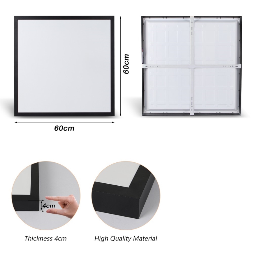 Brilagi - LED Kopalniška stropna svetilka FRAME LED/50W/230V 60x60 cm 3000/4000/6000K IP44 črna
