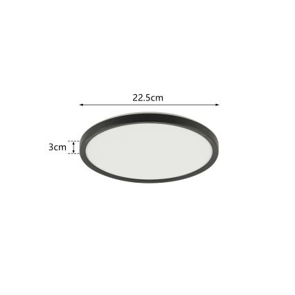 Brilagi - LED Kopalniška stropna svetilka ULTRA SLIM LED/12W/230V pr. 22,5 cm črna IP54