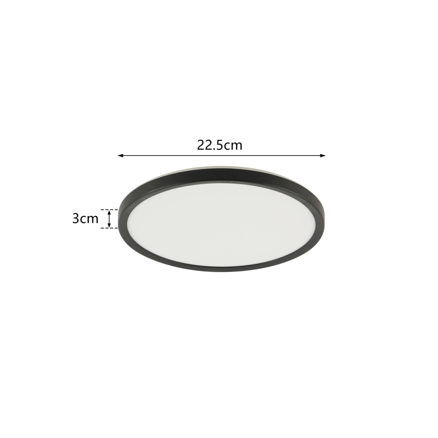 Brilagi - LED Kopalniška stropna svetilka ULTRA SLIM LED/12W/230V pr. 22,5 cm črna IP54