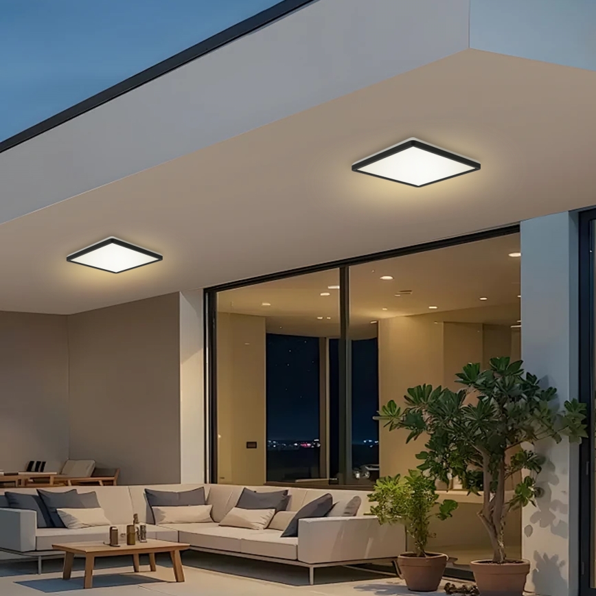 Brilagi - LED Kopalniška stropna svetilka ULTRA SLIM LED/24W/230V 42x42 cm črna IP54