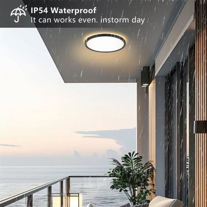 Brilagi - LED Kopalniška stropna svetilka ULTRA SLIM LED/24W/230V pr. 42 cm črna IP54