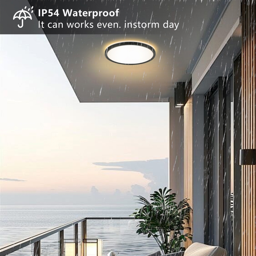 Brilagi - LED Kopalniška stropna svetilka ULTRA SLIM LED/24W/230V pr. 42 cm črna IP54