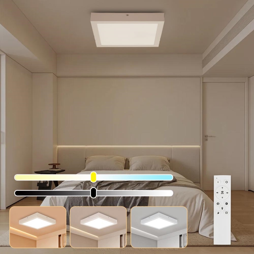 Brilagi - LED Kopalniška zatemnitvena stropna svetilka FRAME SMART LED/24W/230V 30x30 cm 3000-6000K IP44 bela + Daljinski upravljalnik