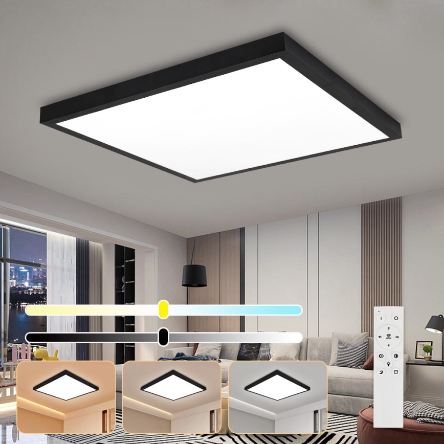 Brilagi - LED Kopalniška zatemnitvena stropna svetilka FRAME SMART LED/50W/230V 60x60 cm 3000-6000K IP44 črna + Daljinski upravljalnik