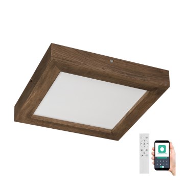 Brilagi - LED Kopalniška zatemnitvena stropna svetilka WOODY FRAME LED/24W/230V hrast 30x30 cm 3000-6000K IP44 + Daljinski upravljalnik
