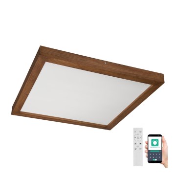 Brilagi - LED Kopalniška zatemnitvena stropna svetilka WOODY FRAME LED/50W/230V hrast češnja 60x60 cm 3000-6000K IP44 + Daljinski upravljalnik