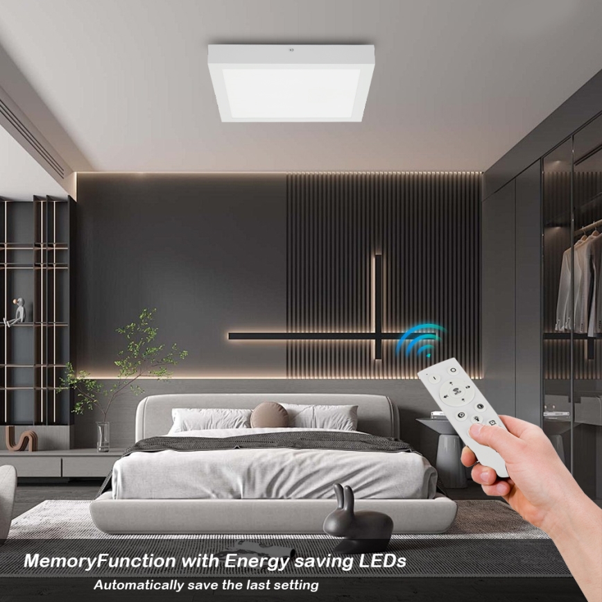 Brilagi - LED Kopalniška zatemnitvena stropna svetilka FRAME SMART LED/24W/230V 30x30 cm 3000-6000K IP44 bela + Daljinski upravljalnik