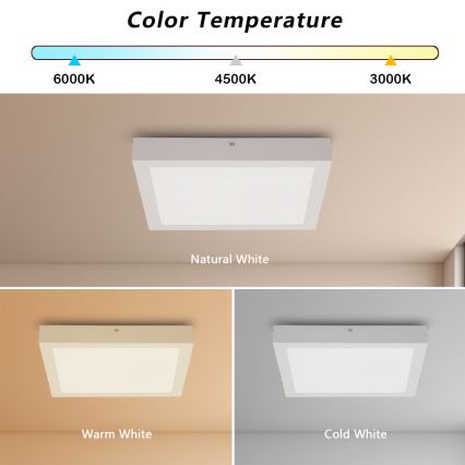 Brilagi - LED Kopalniška zatemnitvena stropna svetilka FRAME SMART LED/24W/230V 30x30 cm 3000-6000K IP44 bela + Daljinski upravljalnik
