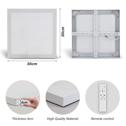 Brilagi - LED Kopalniška zatemnitvena stropna svetilka FRAME SMART LED/24W/230V 30x30 cm 3000-6000K IP44 bela + Daljinski upravljalnik