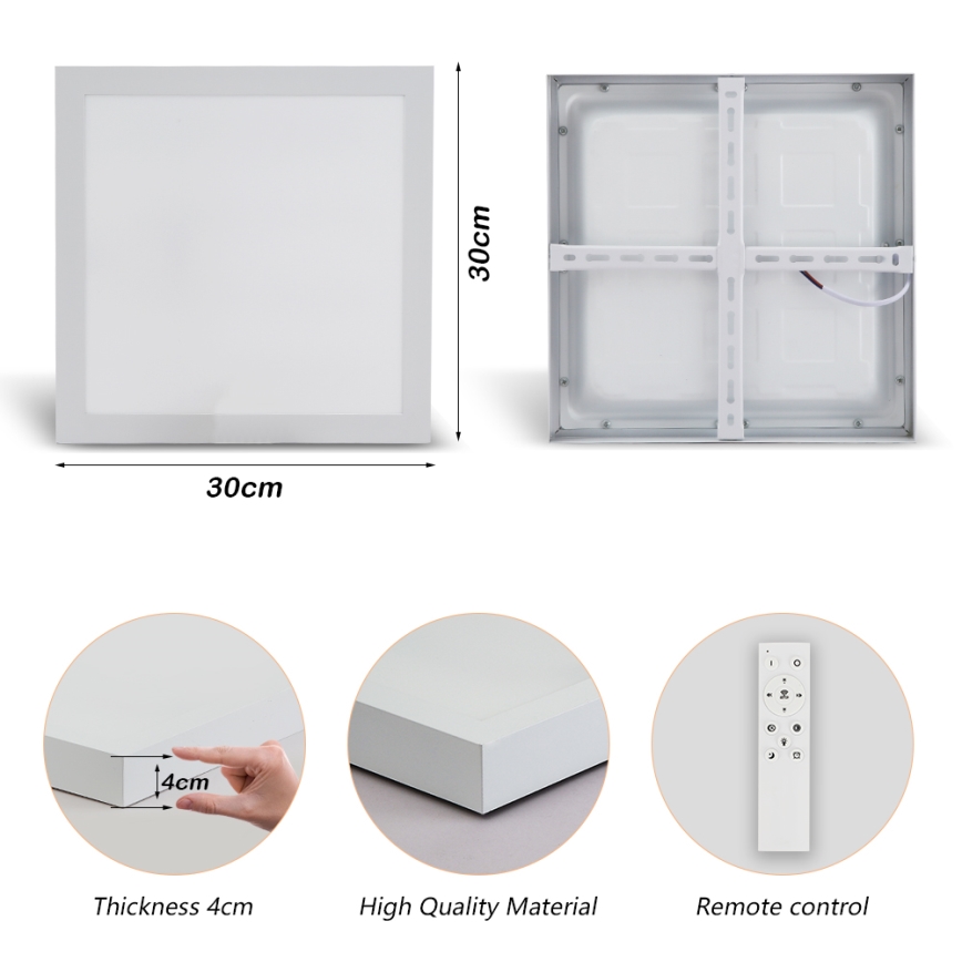 Brilagi - LED Kopalniška zatemnitvena stropna svetilka FRAME SMART LED/24W/230V 30x30 cm 3000-6000K IP44 bela + Daljinski upravljalnik