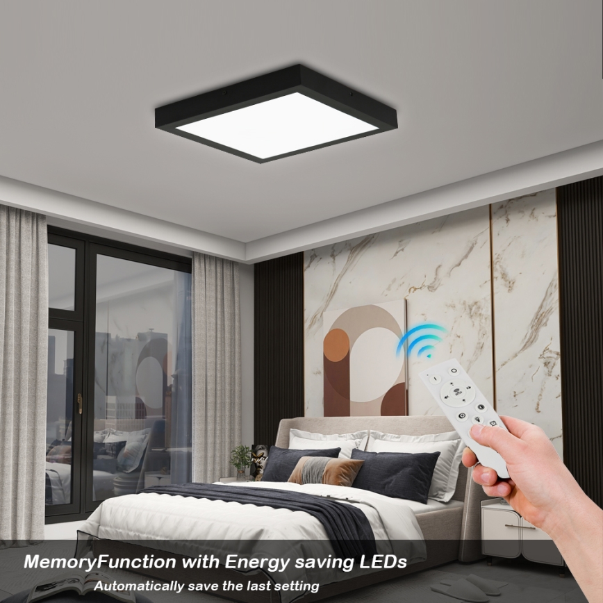 Brilagi - LED Kopalniška zatemnitvena stropna svetilka FRAME SMART LED/24W/230V 30x30 cm 3000-6000K IP44 črna + Daljinski upravljalnik