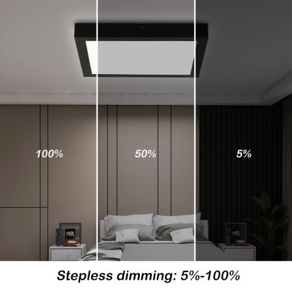 Brilagi - LED Kopalniška zatemnitvena stropna svetilka FRAME SMART LED/24W/230V 30x30 cm 3000-6000K IP44 črna + Daljinski upravljalnik