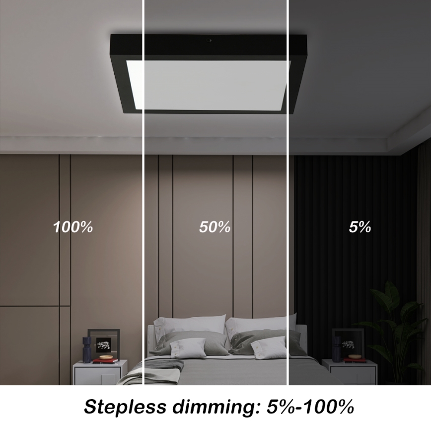 Brilagi - LED Kopalniška zatemnitvena stropna svetilka FRAME SMART LED/24W/230V 30x30 cm 3000-6000K IP44 črna + Daljinski upravljalnik