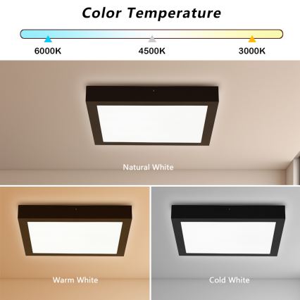 Brilagi - LED Kopalniška zatemnitvena stropna svetilka FRAME SMART LED/24W/230V 3000-6000K IP44 črna + Daljinski upravljalnik