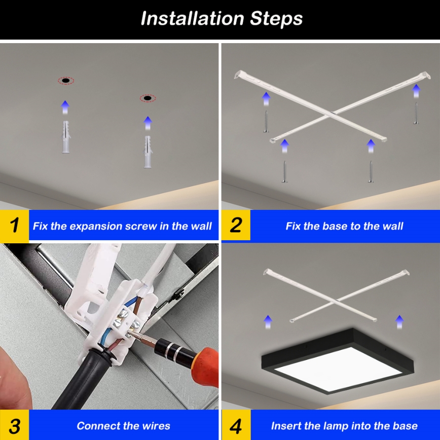 Brilagi - LED Kopalniška zatemnitvena stropna svetilka FRAME SMART LED/24W/230V 30x30 cm 3000-6000K IP44 črna + Daljinski upravljalnik