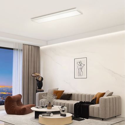 Brilagi - LED Kopalniška zatemnitvena stropna svetilka FRAME SMART LED/50W/230V 120x30 cm 3000-6000K IP44 srebrna + Daljinski upravljalnik