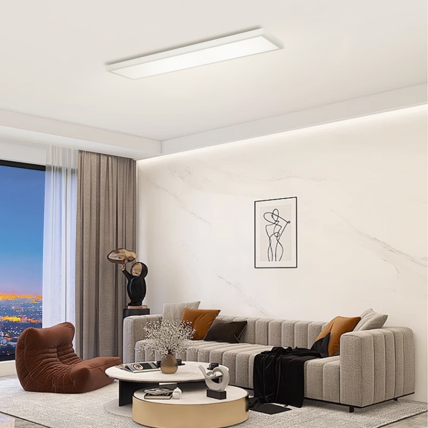 Brilagi - LED Kopalniška zatemnitvena stropna svetilka FRAME SMART LED/50W/230V 120x30 cm 3000-6000K IP44 srebrna + Daljinski upravljalnik
