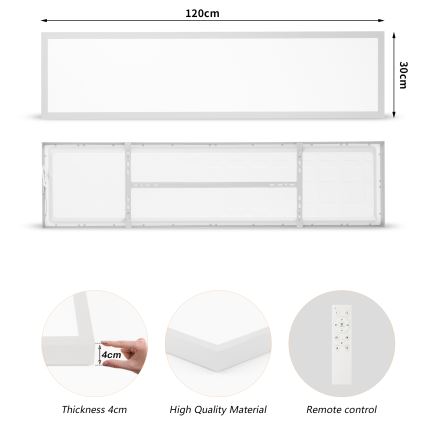 Brilagi - LED Kopalniška zatemnitvena stropna svetilka FRAME SMART LED/50W/230V 120x30 cm 3000-6000K IP44 srebrna + Daljinski upravljalnik