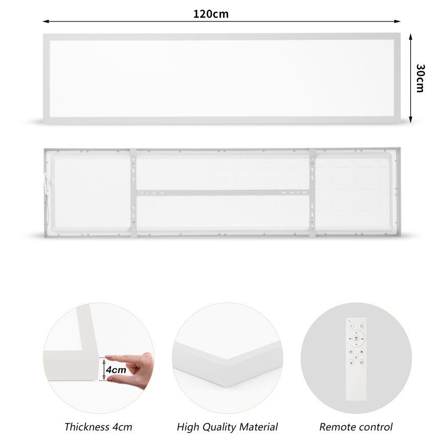 Brilagi - LED Kopalniška zatemnitvena stropna svetilka FRAME SMART LED/50W/230V 120x30 cm 3000-6000K IP44 srebrna + Daljinski upravljalnik
