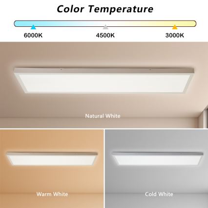 Brilagi - LED Kopalniška zatemnitvena stropna svetilka FRAME SMART LED/50W/230V 30x120 cm 3000-6000K IP44 bela + Daljinski upravljalnik