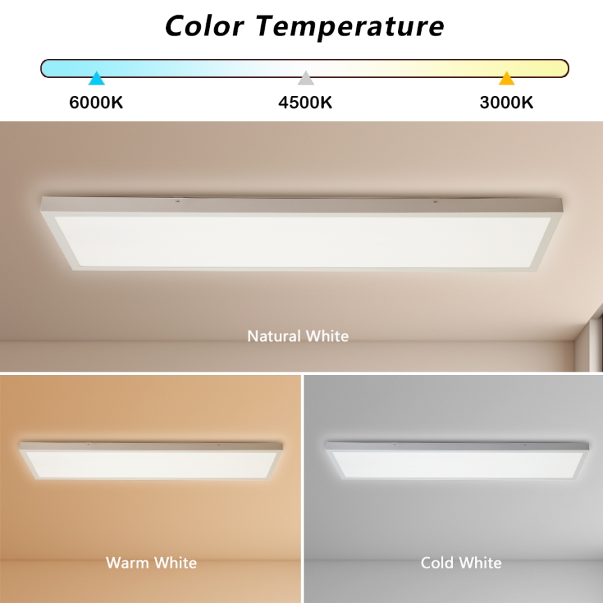 Brilagi - LED Kopalniška zatemnitvena stropna svetilka FRAME SMART LED/50W/230V 30x120 cm 3000-6000K IP44 bela + Daljinski upravljalnik